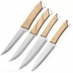 Captoola 8 Inch Chinese Kitchen Knife Meat Cleaver Vegetable Knife Stainless Steel Wooden Handle Chef Knife (Set of 4)
