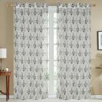 JARS Collections Set of 2 Net Sheer Grey Tissue floral Door Curtains(4x7 ft)