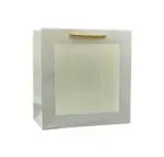 Tasche Paper Products White Transparent Printed Paper Window Gift Bags For Gifting Presents (9 x 9 x 4 Inch) Pack Of 10
