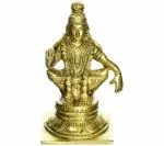 Idol Collections Gold Brass Seated Lord Ayyappan Fine Statue, Standard