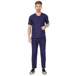 LUNAIN Scrub Suits for Doctors Men/OT Dress Unisex | Dentists and Healthcare Professionals (Navy Blue, XS)