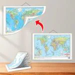 GOWOO SMALL - 100 EUROPE PHYSICAL OUTLINE MAP FOR SCHOOL and 2 IN 1 WORLD POLITICAL AND PHYSICAL MAP IN HINDI|set of 1 map and 1 chart |European Physical Outline Map and World Political & Physical Map Combo for students