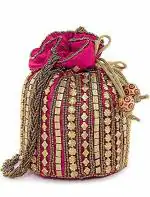Shakuntla Vintage Women's Pink Silk Potli