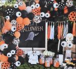 Jagmag Black, Orange, White Halloween Balloon Arch Garland Kit, Halloween Decoration Balloon Set, Black, Orange, White, Confetti Balloons, Spider Aluminum Balloons, Halloween Party (Set Of 80)