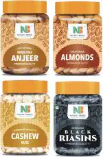 Nature's Bridge Fresh & Healthy Dry Fruits (Almond, Cashew, Black Raisin, Anjeer (250g * 4) 1 KG