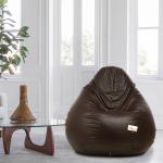 SATTVA Classy.Elegant.Stylish XXXL Leatherette Filled Bean Bag With Beans 29 inch x 29 inch x 44 inch Brown