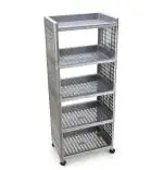 Biltoxi Plastic Multipurpose Storage Organizer Shelves Movable Trolley Cart with Wheels (Silver Color, 5 Layer)