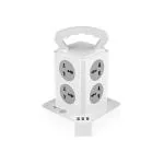 GM 3280 Cuba G-Hoop Power Strip with 3 USB,Master Switch,8 International sockets 8 Socket Extension Boards (White, 1.8 m, With USB Port)