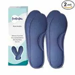 Footvital Memory Foam Shoe Insoles Supports Heel & Absorbs Foot Sweat, Lightweight for Men & Women-Blue (2 Pair)(Size-6)