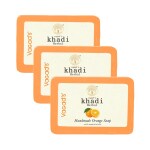Vagad's Khadi Orange Soap 125gm | Cleanses all Impurites and Dirt | Maintain Skin pH | Free from Parabens | Pack of 3