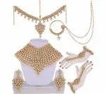Gyaan Jewels Handmade Gold Plated Copper Bridal Set White, Gold (Girls, Women) (Pack of 1) Free Size
