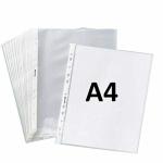 TULMAN 25 Pcs Transparent A4 Size Document Sleeves 200 Micron Thickness Leaf Waterproof Clear Sheet Protector 11 Holes Punched Ring Files