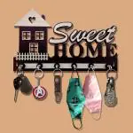Expleasia Classic Decorative Wall Keyholder | Key Holder| Key Hanging Hooks for Home| Keyholder| Wall décor | Wall décor keyholder| Gift| keyholder | Office| Home| Gift Items (Sweet Home)