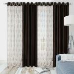 Ultica Fab Net Transparent 7Ft Door Curtain For Home | Floral Curtains Drapes for Bedroom and Office Decor | Fancy Eyelet Curtains For Living Room 7Feet, Pack of 4