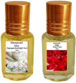 Menjewell Pack of The Rajnigandha 6ml & The Rose Fresh 6ml Natural Itra/Attar/ Perfume Floral Attar