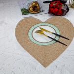PACK OF 1 - HEART SHAPE POLYESTER PLACEMAT - DINNING TABLE MAT