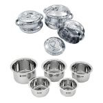 Kuber Industries Stackable Silver Stainless Steel Tope and Handi