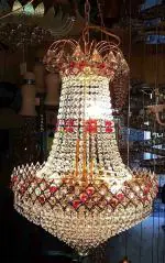 SHRI MAHAL ANTIQUES Chandelier Ceiling Lamp Glass Crystal CFL LED Big size Jhhomar Corded Electric