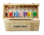 AFTERSTITCH homey Glass Wood Message Pill Bottle with Rectangular Wooden Box (Multicolour, 3.5x12.5x5.5 cm)- 7 Pieces