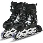 Cuberspeed Inline Skates, Adjustable Inline Roller Skates for Boys Kids & Girls, 7 to14 Years Unisex Outdoor Skating Shoes Roller with Led Flash Lights Featuring Wheels for Skating (Black)