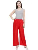 Yolki Red Palazzo Parallel Pant , Size 3XL , Waist 40 inch