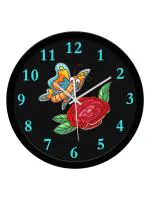 WENS Multicolor Plastic Butterfly With Flower Non-Ticking Battery Operated Kids Wall Clock 29 cm