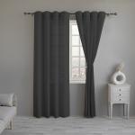 LINENWALAS HAPPY SLEEPING Cotton Linen Sheer Curtains for Living Room 304.8 CM Length, 2 Panels Set, Rod Pocket + Back Loops Top, Light Filtering Drapes, Long Door Curtain (W-137.16xL-304.8 CM, Black)