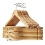 ROCKFIELD Casafield - 20 Natural Wooden Suit Hangers - Premium Lotus Wood with Notches & Chrome Swivel Hook for Dress Clothes, Coats, Jackets, Pants, Shirts, Skirts