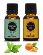 Earth N Pure Orange & Peppermint Essential Oils | Pack Of 2 (15 ml each) | 100% Pure, Undiluted, Natural And Therapeutic Grade - For Aromatherapy