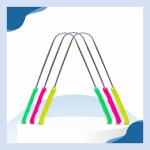 Nurpi steel tongue cleaner | plastic round shaped handle| tongue scraper made100% pure stainless steel & high grade plastic for adults Easy to Use pack of 3