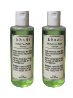 KHADI HERBAL Aloevera Face Wash - Pack of 2, 210 ml each