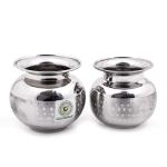 coconut Durable Silver Stainless Steel Kalash - 600 ml (pack of 2)