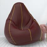 Biggie Bean Bag with Beans Filled - Size : 2XL - 3D Piping Bean Bag with Beans - Designed by : FrancoRoss Paris - Color: Maroon Yellow - Best 3D Piping Bean Bag for Living Room - Pre-filled with Beans - Ready to use