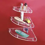 CUROVIT Unbreakable Clear Acrylic Set of 3 Wall Mounted Corner Shelf/Corner Basket/Triangular Corner for Bathroom & Home Accessories - (3 pc Set- 7