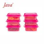 JAVA Food Saver - 600 ml Plastic Cookie Jar (Pack of 6, Pink)