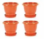 Aristo Gamla Pots With Bottom Plates (4 Pcs, 16 Inch,23.5 LTR) | Garden Planters With Drain Holes for Home Plants | Outdoor Balcony Flower Pots | Drip Tray Pots | Plastic Pots With Drainage Holes