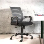 IAFA FURNITURE- Black/Grey Diego Mid Back Ergonomic Office Chair with Tilting Mechanism, Heavy Duty Black Metal Base