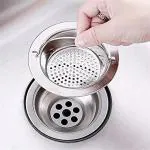 KitchenFest Stainless Steel Kitchen Sink Strainer Plug, Filter Stopper Mesh Long Hair Food Blockage Cleaning Tool for Bathroom Kitchen Sink, 11.5 cm