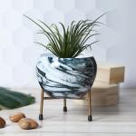 Homspurts White marble design tabletop planter