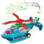 KTRS ENTERPRISE Musical Toy Battery Operated Transparent Gear Helicopter for Kids Concept Electric Toys with Bump & Go Action for Kids Light & Sound Toy