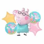 The Magic Balloons- Peppa Pig Foil Balloons Combo Kit For Birthday Decoration Theme Decoration 5pcs