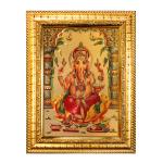 Hawai Lord Ganesha Ganpati Gold Plated Wall Hanging Photo Frame 8.5x7inch SFDI00492GLDFRM