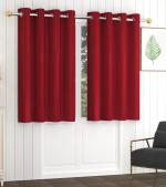 Luxury Cube Maroon Cotton Curtains - 5 Feet (Pack Of 2)