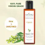 Mystiq Living Neem Oil for Healthy Hair and Glowing Skin, 100% Pure Cold Pressed Organic Neem Oil for Skin & Hair 100 ML