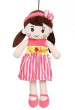 TOYTALES Cute Huggable Rag Doll Cozy Cuddle Soft Baby Doll for Kids Babies, Plush Stuffed Toy for Baby Girls (Size - 40cm, Color - Rani)