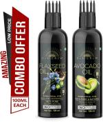 Desi Crew Flaxseed and Avocado Oil Cold Pressed for Skin, Body and Hair Care 100 ml Each