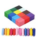 LADWA 60 Pcs Super Dominos Blocks, 12 Color Bulk Wooden Dominos Blocks Set & Extra Soft, Endlessly Reusable Kids Modeling Clay |Play Dough Sets for Kids (Pack of 2 Assorted Colors)