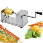 KATHIYAWADI Stainless Steel Potato Slicer, Cutter Machine Twister Curly Spiral French Fry Tornado Manual Stainless Steel Twisted Potato Slicer Spiral Vegetable Cutter French Fry 6 x 5.5 x 11.3 inches