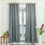 Parda Online Grey Leaf Blackout Floral Eyelet Space Window Curtain 9ft, (Pack of 1)