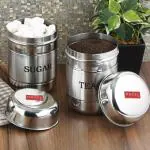 HAZEL Stainless Steel Tea Sugar Containers Set of 2 | Sugar Tea Canister Set, 1000 ML Each